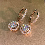 Versatile Dazzling High Quality AAA+ Cubic Zirconia Diamonds Round Dangle Earrings
