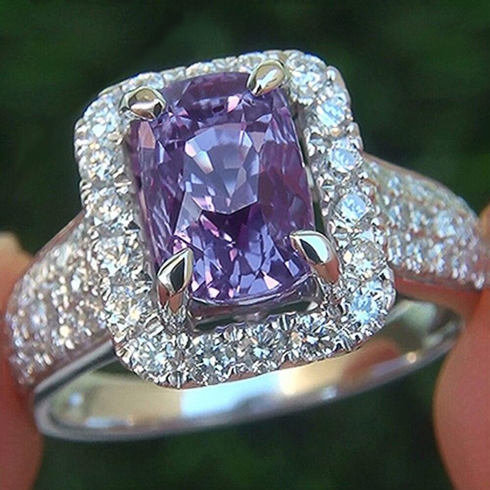 Gorgeous Full Bling Iced Out Unique Purple Color ♥︎ High Quality AAA+ Cubic Zirconia Diamonds ♥︎ Ring - The Jewellery Supermarket
