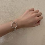 Great Gift Ideas - New Fashion 925 Sterling Silver Vintage Punk Hollow Circle Chain Bracelet - The Jewellery Supermarket