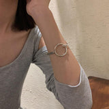 Great Gift Ideas - New Fashion 925 Sterling Silver Vintage Punk Hollow Circle Chain Bracelet - The Jewellery Supermarket
