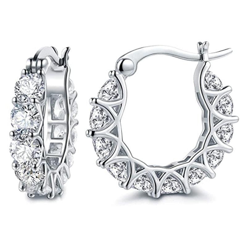 High Quality High Quality AAA+ Cubic Zirconia Diamonds Hoop Earrings - The Jewellery Supermarket