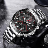 Great Gifts for Men - Top Luxury Brand Silver Stainless Steel 30m Waterproof Quartz Chronograph Watch - The Jewellery Supermarket