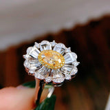 Big Flower Design Gorgeous Yellow AAA+ Cubic Zirconia Diamonds Jewelry Ring - The Jewellery Supermarket