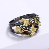 Fashion Black Gold Two-tone Translucent AAA+ Zircon Ring - The Jewellery Supermarket