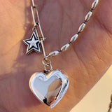 Best Gifts Ideas - Trendy Vintage Star LOVE Heart Popular Design Splicing Chain Necklace - The Jewellery Supermarket