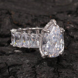 Gorgeous Big Pear Cut AAA+ Cubic Zirconia Diamonds Promise Engagement Ring - The Jewellery Supermarket