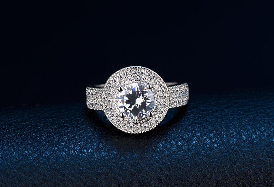 New Design 3pcs In One Silver Wedding AAA+ Cubic Zirconia Diamonds Rings Set - The Jewellery Supermarket