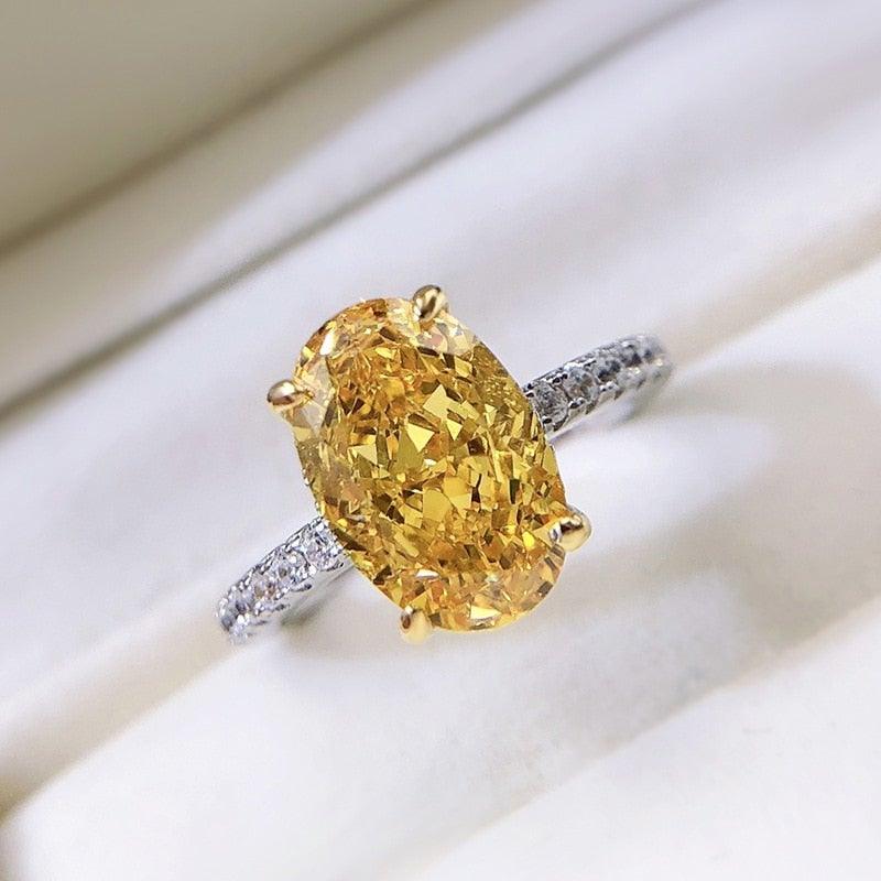 Terrific 3 Carats Oval Yellow High Quality Simulated Lab Diamond Radiant Ring - The Jewellery Supermarket