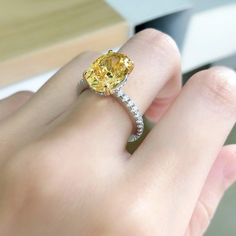 Terrific 3 Carats Oval Yellow High Quality Simulated Lab Diamond Radiant Ring - The Jewellery Supermarket