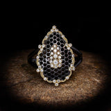 Exquisite Black Gold Two-tone Micro-inlaid Retro AAA+ Zircon Hollow Design Ring - The Jewellery Supermarket