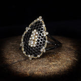 Exquisite Black Gold Two-tone Micro-inlaid Retro AAA+ Zircon Hollow Design Ring - The Jewellery Supermarket