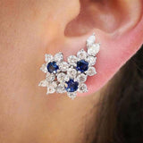 Brilliant Jewellery Blue/White Round AAA+ Cubic Zirconia Diamonds Luxury Earrings
