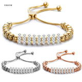 Stainless Steel Adjustable Bracelets for Women with Crystal Charm Chain