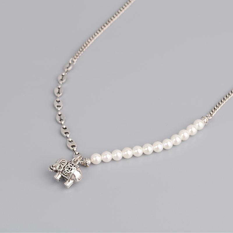 Best Gift ideas - Elegant Vintage Pearls Chain Elephant Necklace - The Jewellery Supermarket