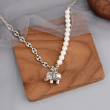 Best Gift ideas - Elegant Vintage Pearls Chain Elephant Necklace - The Jewellery Supermarket