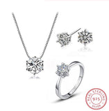 Classic Dazzling AAA+ CZ Diamonds Necklace+Earrings+Ring Jewelry Set