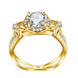 585 GP 1.2 Carat  D Color Moissanite Diamond Solid Silver Flower Wedding Engagement Fine Ring