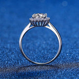 Gorgeous 100% Flower Moissanite Diamond 14KGP Silver Round Diamond Halo Wedding Rings