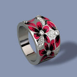 New Handmade Enamel Fashionable and Exquisite Red or White Flower Rings - The Jewellery Supermarket
