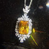 New Arrival Yellow Rectangle AAA+ Cubic Zirconia Diamonds Necklace Wedding Anniversary Gif