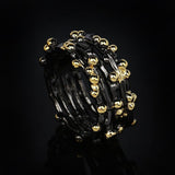 Unique Polka Dot Black Gold Ring Women;s 925 Silver Ladies Multi-layer Fashion Ring Set - The Jewellery Supermarket