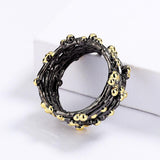 Unique Polka Dot Black Gold Ring Women;s 925 Silver Ladies Multi-layer Fashion Ring Set - The Jewellery Supermarket