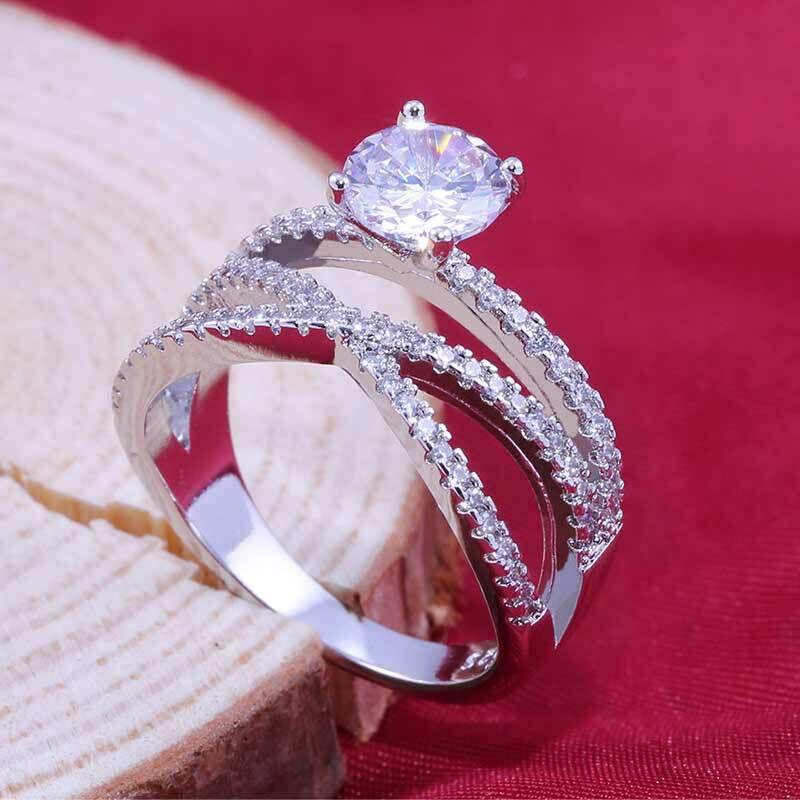 *NEW* Brand Luxury 925 Silver High Quality AAA+ Cubic Zirconia Diamonds Ring Set - The Jewellery Supermarket