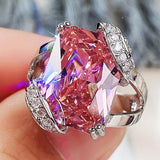 *NEW* Exquisite Design Bright Pink/Purple High Quality AAA Cubic Zirconia Crystals Gorgeous Rings