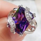 *NEW* Exquisite Design Bright Pink/Purple High Quality AAA Cubic Zirconia Crystals Gorgeous Rings - The Jewellery Supermarket