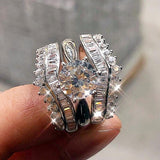 *NEW*  Fashion Brilliant High Quality AAA+ Cubic Zirconia Diamonds Luxury Modern Design 3Pcs Set of Rings